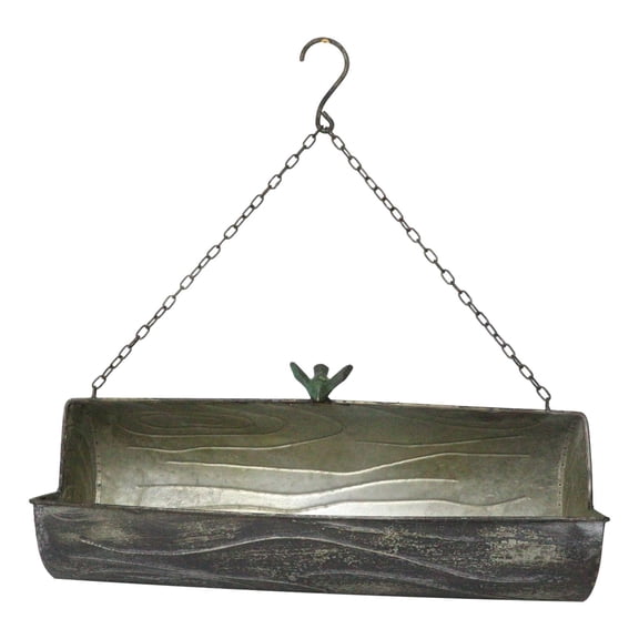 Rustic Farmhouse Distressed Metal Tree Log Hanging Wall Planter 19"L With Chain