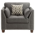 thumbnail image 3 of ACME Laurissa Track Arm Chair with Nailhead Trim in Light Charcoal Linen, 3 of 8