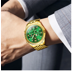 thumbnail image 3 of Relojes Lujoso Para Hombres Oro Correa Cuarzo Impermeable Xtellar verde, 3 of 4