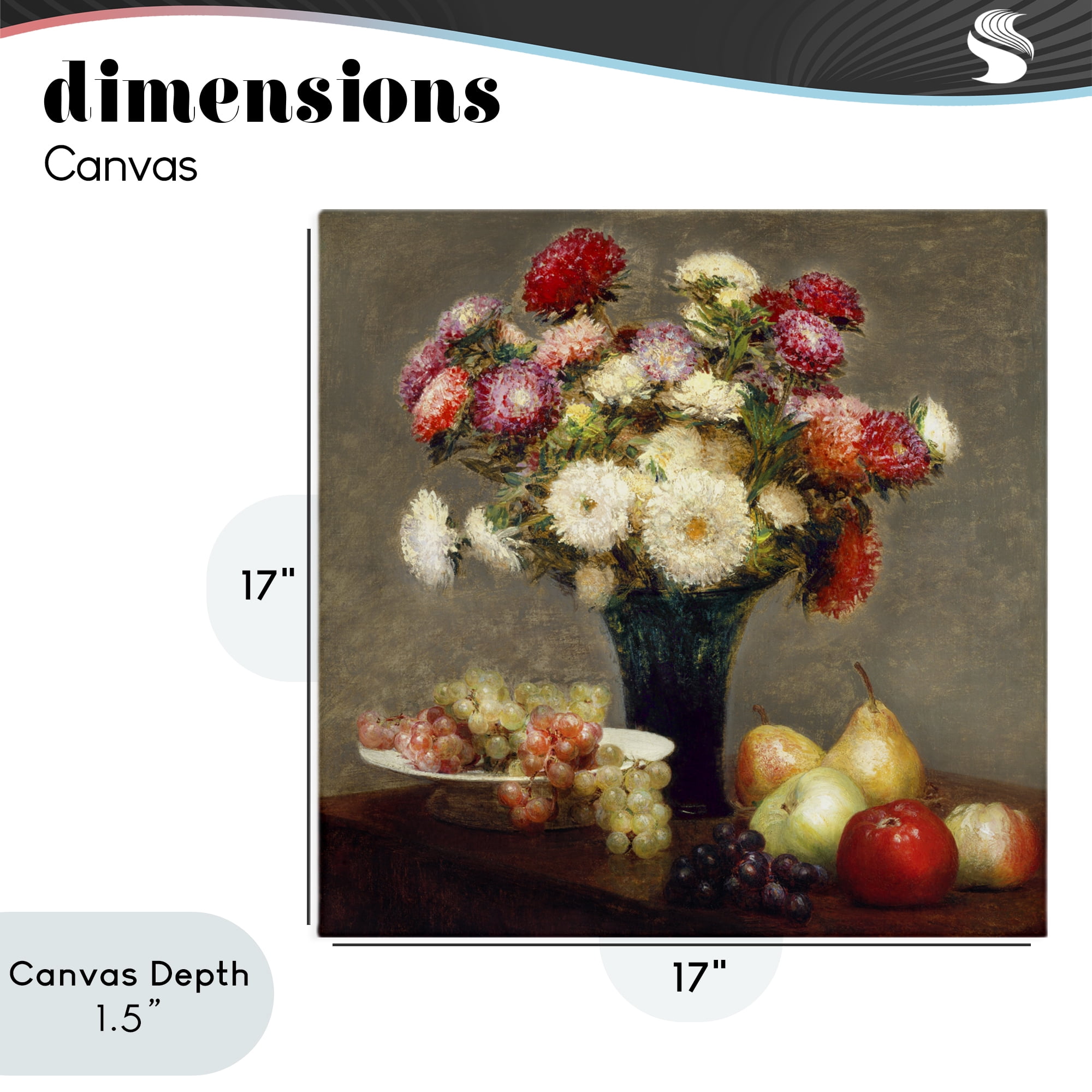 Stupell Industries Fruit & Asters Still Life Canvas Wall Art, design by CAD Designs