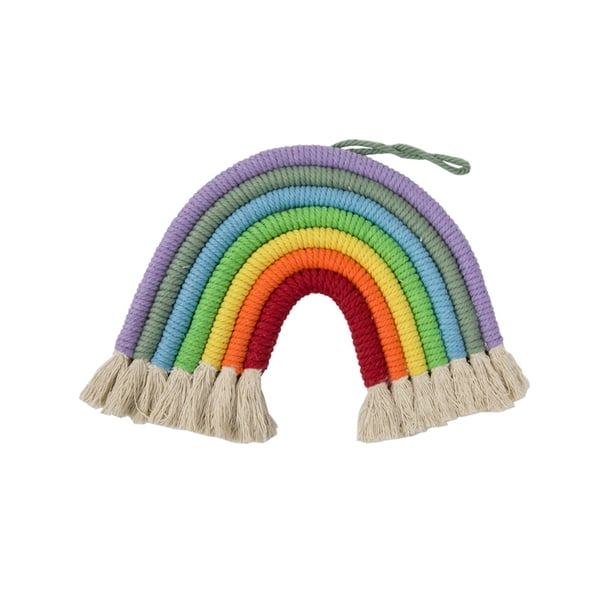 Exquisito Tapiz De Pared Tejido De Macramé De Arcoíris, Decoración De Pared Artística Colgante Vogacara HA023922-04