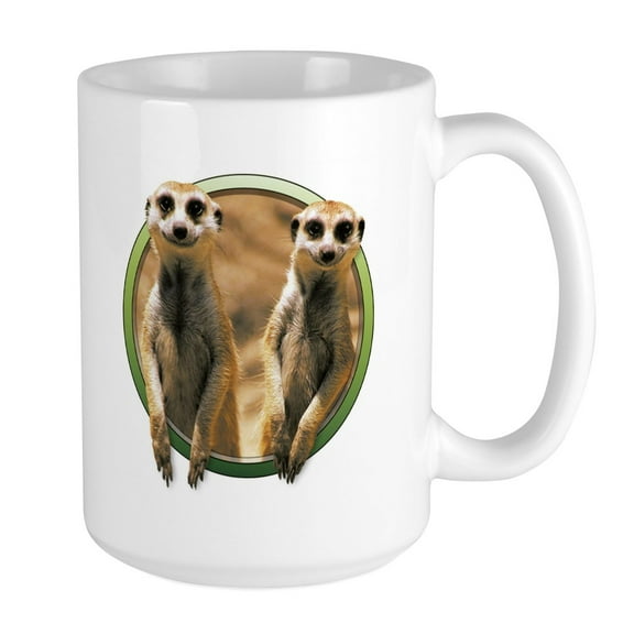 CafePress - Smiling Meerkats Large Mug - 15 oz Ceramic Large Mug