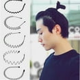 thumbnail image 2 of 5 Pcs Unisex Black Metal Spiral Wave Headband Men Women Hair Band Accessories, 2 of 4