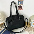 thumbnail image 3 of Yucurem Japanese School Handbag Pu Leather Jk Uniform Bag Ita Bag For Women (Black) Fashion shoulder bag (Black), 3 of 10