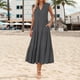 thumbnail image 2 of Vestido fluido con cuello en V y corte en A para mujer - Ligero, ideal para la playa o el brunch, poliéster y spandex, tallas S-XXXL, 2 of 7