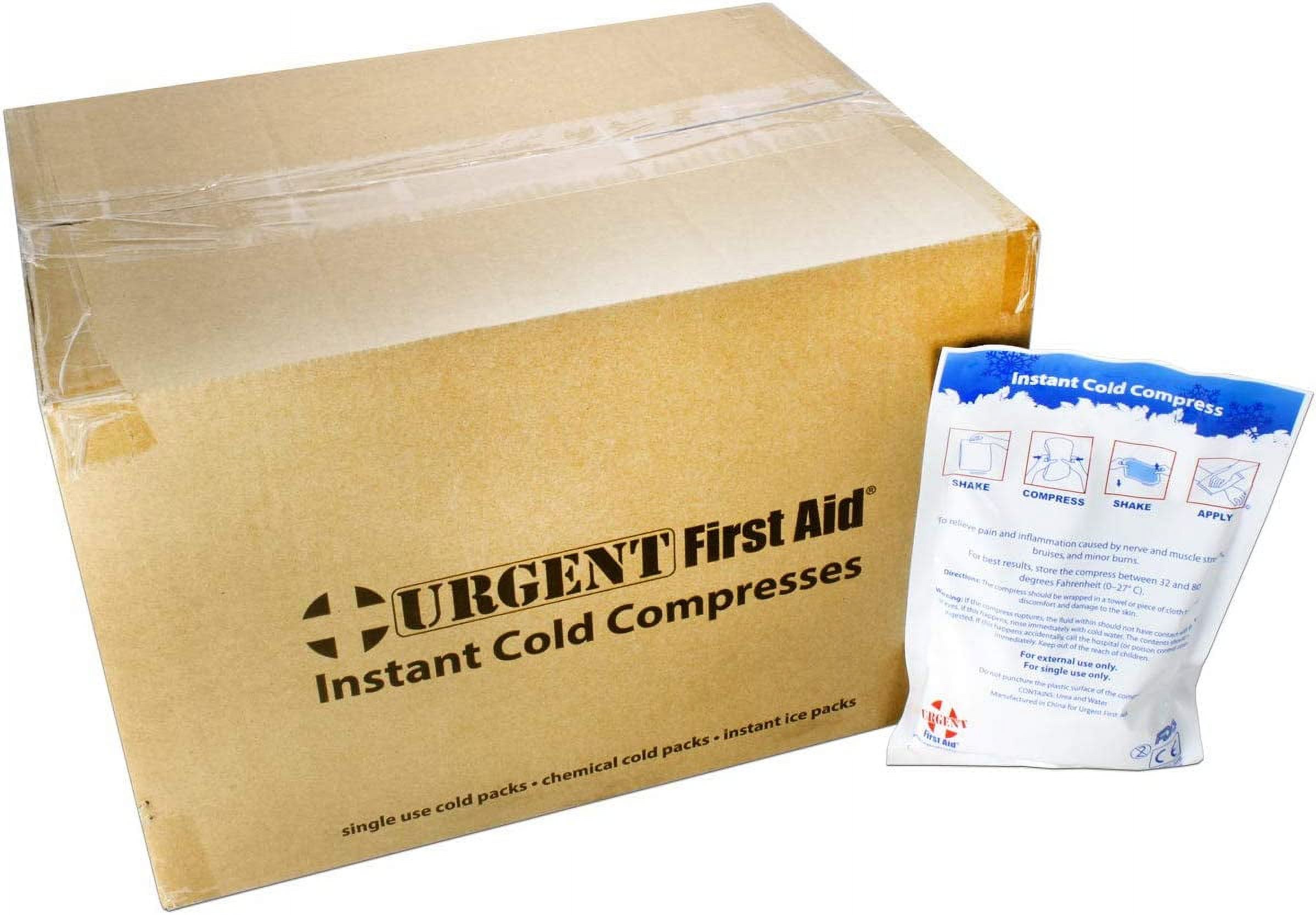 Case of 50 Large Instant Cold Packs, 6" x 9" - Disposable Cold Compresses - No pre-chilling required for quick, effective first aid treatment & relief of aches, pains, bumps & bruises