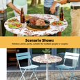 thumbnail image 6 of Elastic Fitted Round Tablecloth, Orange Botanical Waterproof Stretch Table Cover for 45"-54" Tables, Watercolor Spring Floral Summer Leaf Washable Outdoor Tablecloths for Patio, Picnic, Camping, 6 of 9