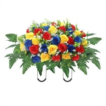 Headstone Flower Saddle,Cemetery Saddles For Headstones,Artificial Summer Autumn Sunflower Cemetery Flowers Outdoor Grave Decorations Saddle Arrangement For Headstone,Outdoor Tombstone Memorial,1 PC