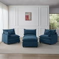 thumbnail image 4 of 105" Modular Sectional Couch, 3 Seater Convertible L-Shape Couch with Removable Ottoman, Upholstered Soft Chenille Fabric Sofa, 23.5'' Deep Seat, Blue, 4 of 9