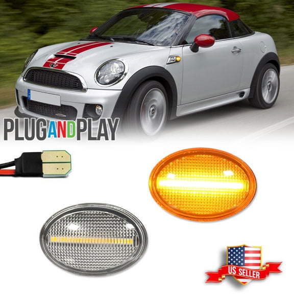 GTINTHEBOX For MINI Cooper R55 R56 R57 R58 R59 Clear Amber LED Fender Side Marker Lights
