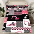 thumbnail image 2 of Manfei Girls Truck Tractor Bed Sheets 4pcs, Bulldozer Plaid King Sheets, Transportation Theme Sheet Set, Ultra Soft Home Decor, 2 of 6