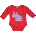 thumbnail image 3 of Inktastic Cute Purple Hippo Girls Long Sleeve Baby Bodysuit, 3 of 5