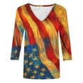 thumbnail image 4 of UVEASISHA 4th of July Tops for Women V Neck 3/4 Sleeve American Flag Print Tshirt Independence Day Patriotic Tees Multicolor#6 L, 4 of 4