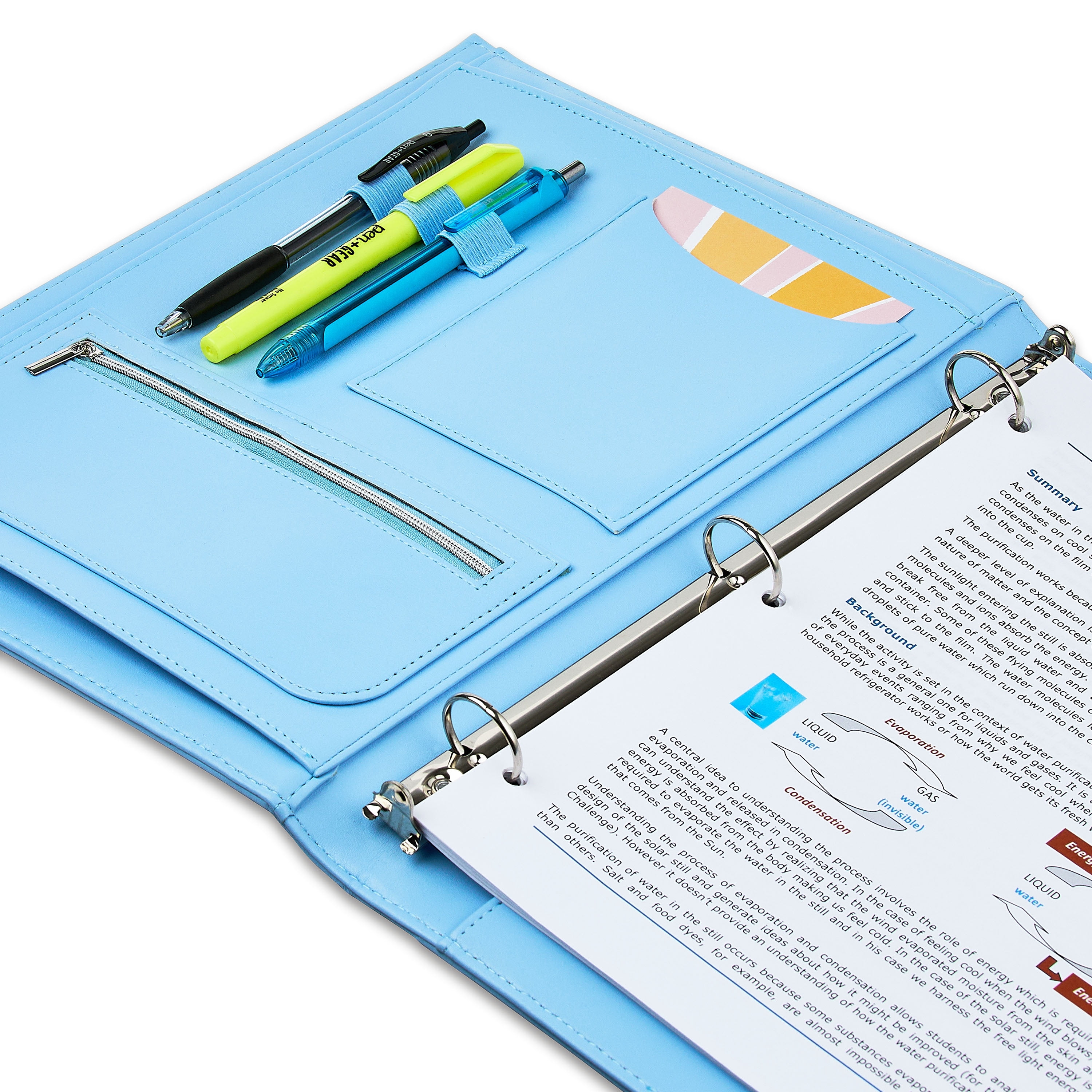 Pen+Gear Scalloped Binderfolio, Sky Blue, 10.75 x 12.6 Inch, Simulated Leather