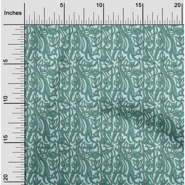 oneOone Polyester Lycra Fabric Leaves & Floral Block Print Fabric By Yard 56 Inch Wide