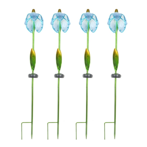 Better Homes & Gardens Outdoor Solar Garden Stakes, Blue Flower, 4