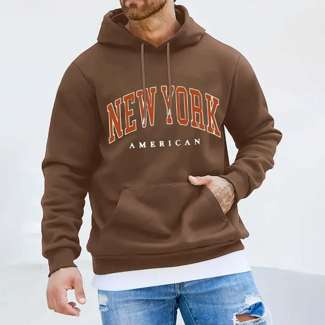 WILLBEST Sudaderas En Pareja Sudadera con Capucha De Manga Larga con Estampado De Ciudad Deportiva A La Moda para Hombre Sudadera Informal con Textura Chica