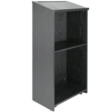 SKYSHALO Podium Stand 47 in Hostess Stand with Storage Shelve&Rolling Wheels Black
