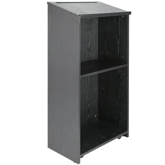 KFFKFF Podium Stand 47 in Hostess Stand with Storage Shelve&Rolling Wheels Black
