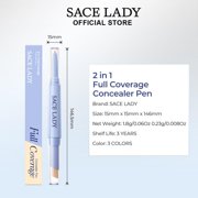 SACE LADY 2 in 1 Full Coverage Concealer Pen, Dual-End Concealer Stick Ultra Precise & Waterproof for Eye Dark Circles, Blackheads, Lightweight & Sweatproof