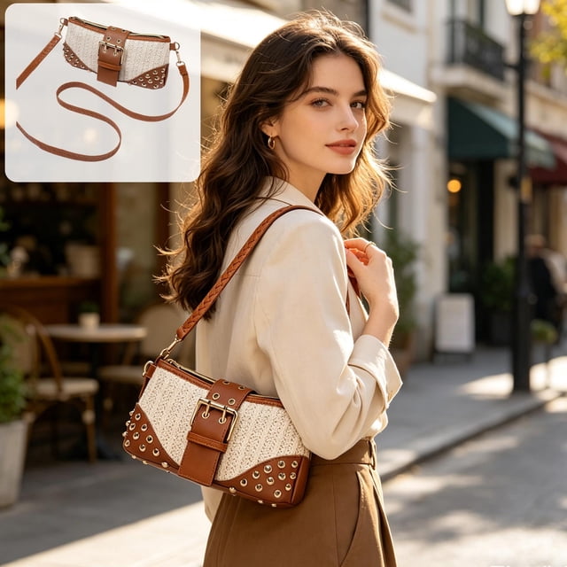 Ladies' Embossed PU Leather Crossbody Shoulder Bag, 24x12x4 cm, Adjustable Strap, Compact Fringe Design, Multi-Color Options, Lightweight Everyday Handbag