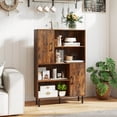 thumbnail image 2 of Costway 47" Storage Cabinet with 2 Doors & 4 Open Shelves, 5 Metal Support Legs for Kitchen Rustic Brown, 2 of 10