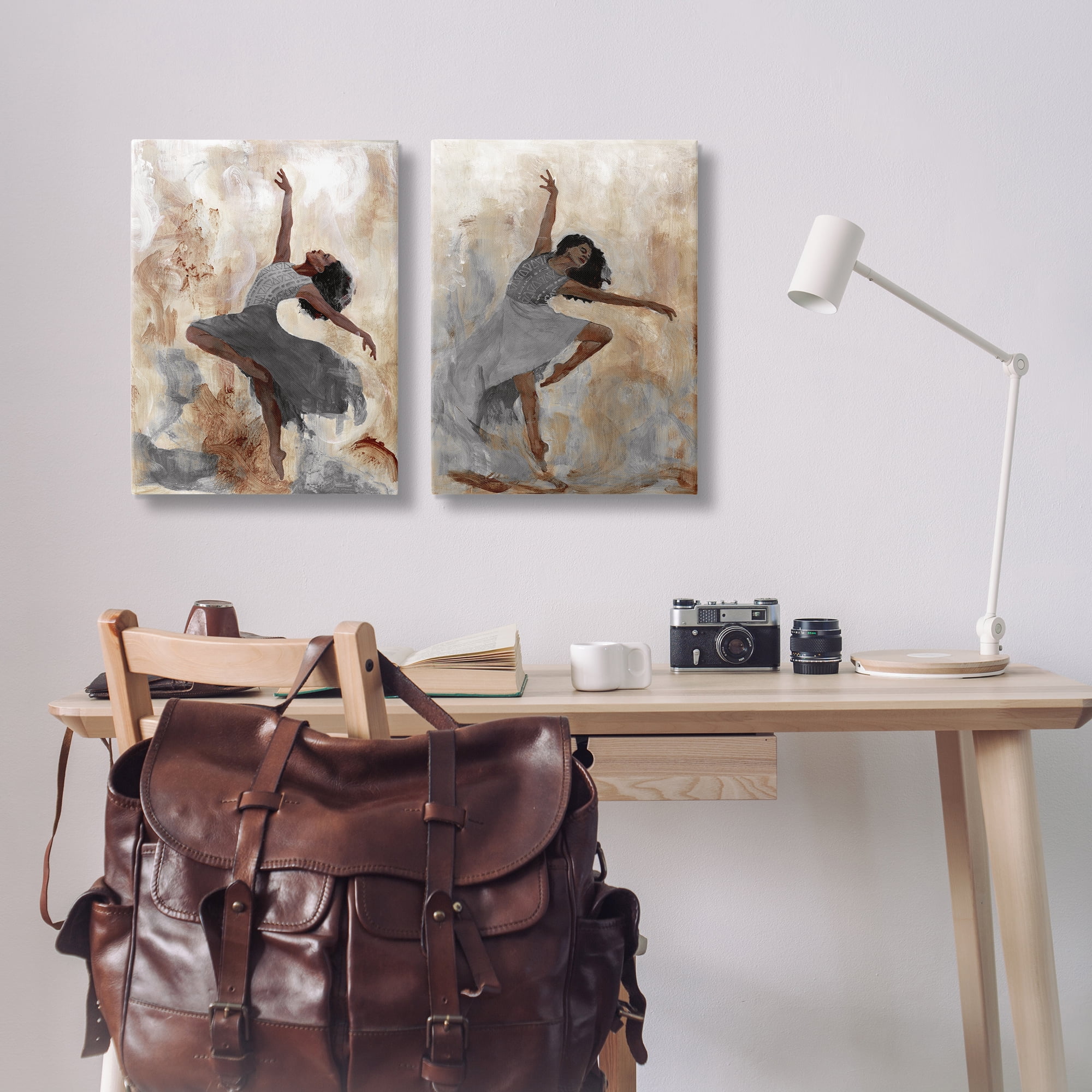 Stupell Industries Abstract Interpretive Dance Figure People Painting Wrapped Canvas Art Print Wall Art, 20 x 30, Set of 2