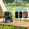 thumbnail image 3 of Large Desk Fan, 10000mAh Battery 40H Runtime Silent Rechargeable Fans, Quiet Personal Portable Cooler for Camping Bedroom Office Small Desktop fan, 3 of 7