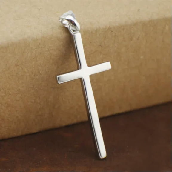 QQTDFG Genuine 925 Sterling Silver Cross Pendant Necklace Men Women A2322-charm only