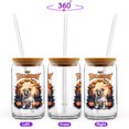 thumbnail image 2 of Mummy Bulldog Happy Halloween with Pumpkins Bats Spooky Fun 16oz Glass Cup Mug Dog Lover Gifts Idea Glass Can with Bamboo Lid and Straw - 00019, 2 of 5
