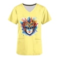 thumbnail image 5 of BiZtdJrK Mardi Gras Scrubs for Women 2025 Spring Summer Short Sleeve T Shirts Nurse Medical Uniforms Casual V Neck Scrub Tops Shirts Yellow XXL Lightning Prime Today, 5 of 6