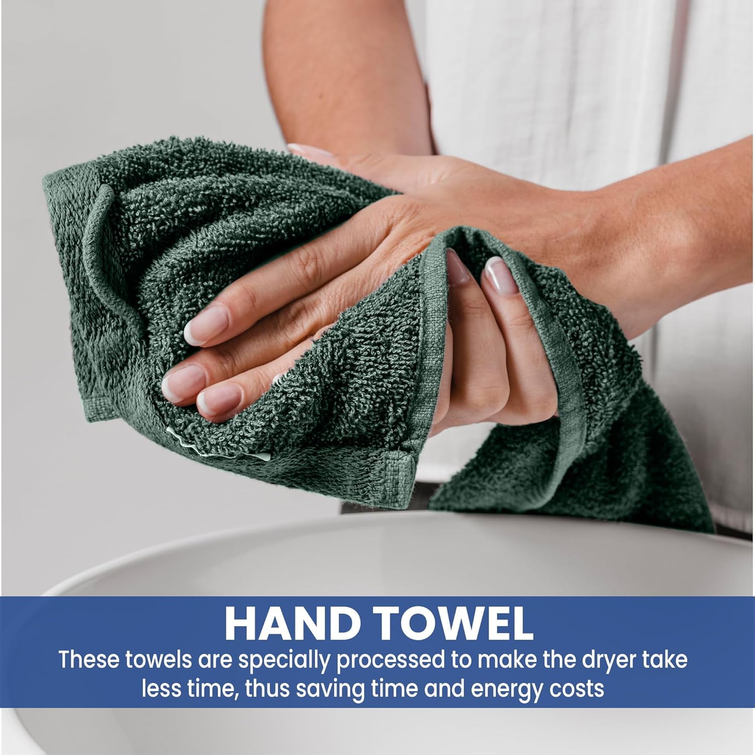 Linteum Textile 100% Cotton Premium Hand Towels 16x27 Inches [Pack of 12] Hunter Green