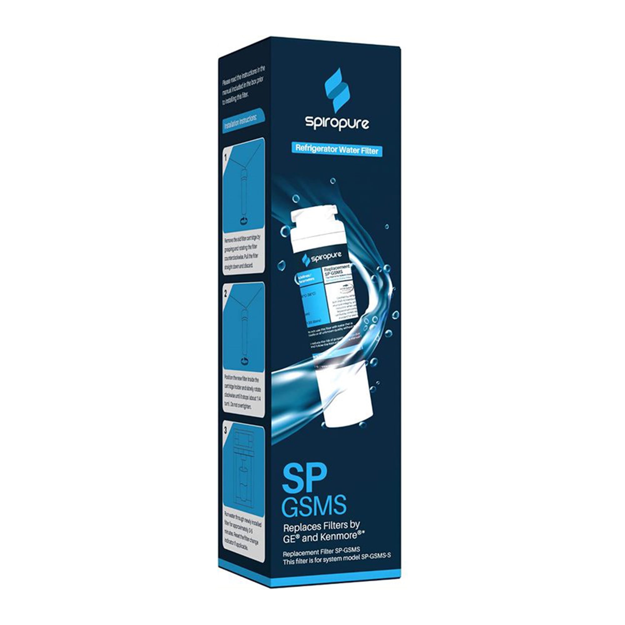 SpiroPure SP-GSMS-3PK Refrigerator Water Filter Replacement, 3 Pack