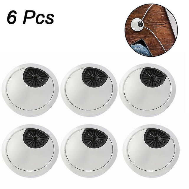6pcs Desk Wire Cord Cable Grommets Hole Cover Office PC Desk Cable Cord Organizer Plastic Cover