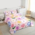 thumbnail image 3 of Feelyou Pink Groovy Flower Queen Comforter Set, Kawaii Cartoon Floral Bedding Sets, Teens Kids Girls Women Reversible Bedding Comforter Set, Breathable Home Decor, 3-Piece, 3 of 8