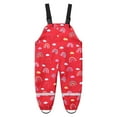 thumbnail image 3 of Wuxian Children Rain Suit Waterproof Rain Bib Pants, Boys Girls Rain Pants Cartoon Rain Trousers Lightweight Waterproof Coverall,Red,4-5 Years, 3 of 6