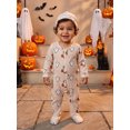 thumbnail image 5 of RUINIXCW Newborn Baby Boy Girl Halloween Outfit Fall Winter Clothes Waffled Footed Romper Ghost Pumpkin Print Long Sleeve Zip Up Footie Jumpsuit Hat, 5 of 10