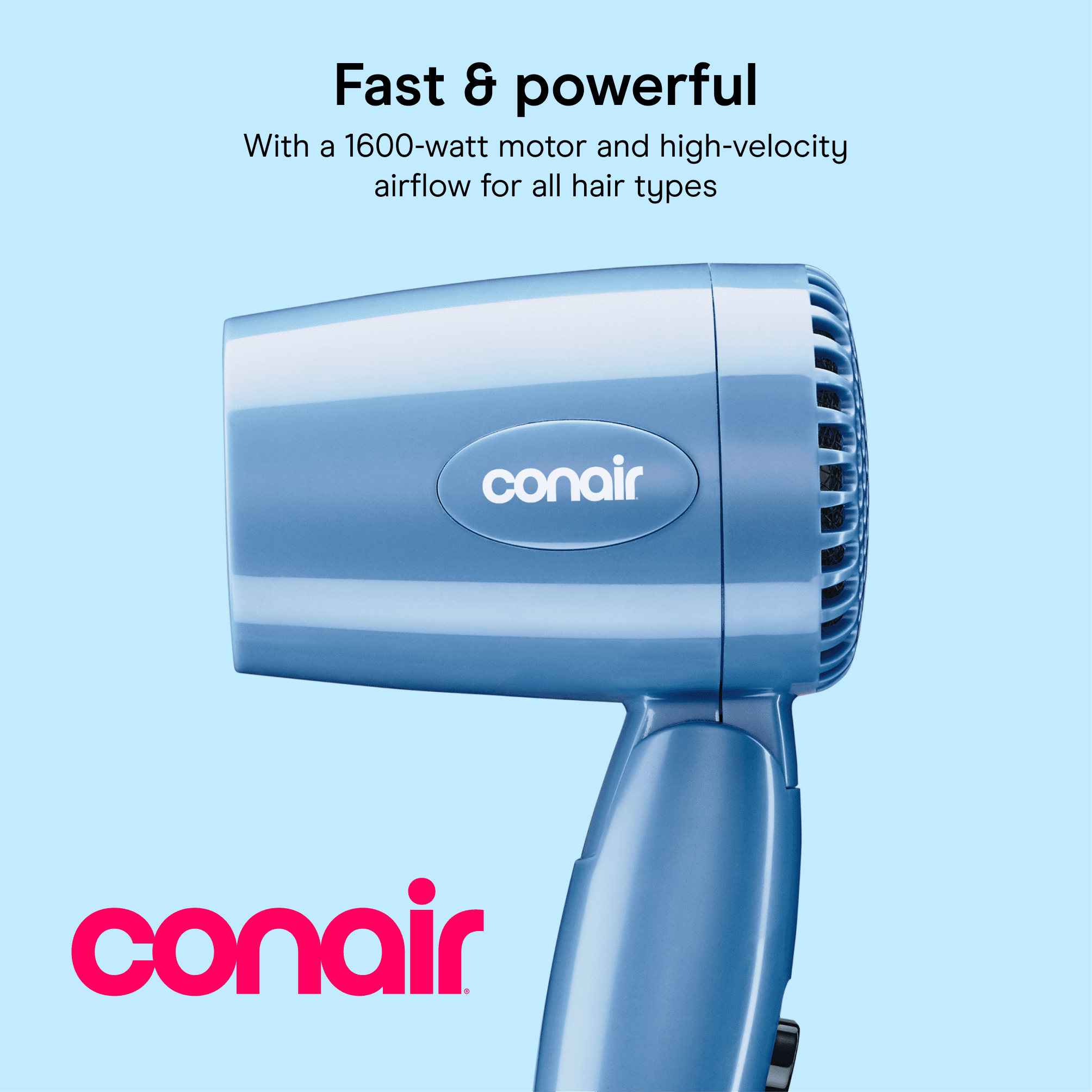 Conair, Travel Hair Dryer, 1875W, Dual Voltage, Folding Handle