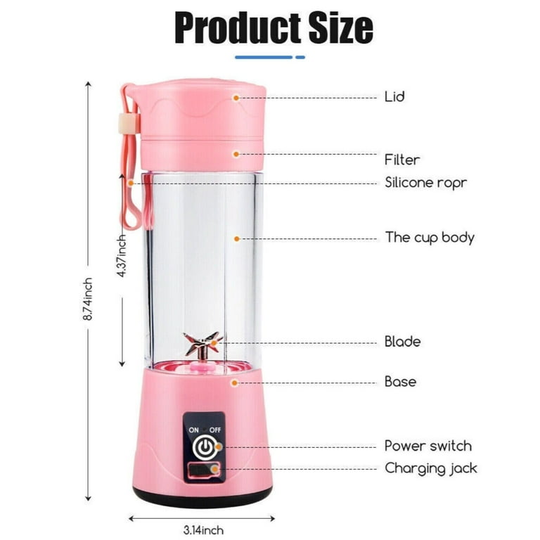 OhhGo Portable Mini 6-Blade Juicer Cup, Blender for Smoothies 