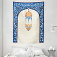 thumbnail image 1 of Lantern Tapestry, Islamic Celebration Eid Mubarak Ancient Art Style Oriental Religion Print, Wall Hanging for Bedroom Living Room Dorm Decor, 60W X 80L Inches, Blue White Orange, by Ambesonne, 1 of 2