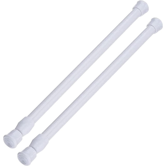 Barras de tensión, paquete de 2. Barras ajustables de acero para armarios. Barras de cortina, barra de ducha, barra de armario. Barras de tensión con ancho extensible de 16 a 28 pulgadas.