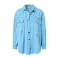 thumbnail image 5 of adviicd Women's Oversized Denim Jacket Casual Long Sleeve Denim Shirts Jean Jacket Fall Outfits 2025 Sky Blue, L, 5 of 9