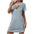 thumbnail image 2 of Fazvaoo Nightgowns for Women Short Sleeve Short Nightgowns Christmas Print Sleepwear(Blue,Size S-XXL), 2 of 3