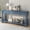Navy + Solid Wood, variant on Console Table 63" Long Console Table with Drawers and Shelf for Entryway, Hallway, Living Room