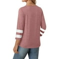 thumbnail image 6 of Admvng Tops for Women Trendy New Solid Color Round Neck 3/4 Sleeve Casual Tops T-shirt S-2XL, 6 of 6