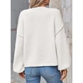 thumbnail image 5 of Chaqueta Saodimallsu de punto grueso extragrande para mujer, color blanco, 5 of 5