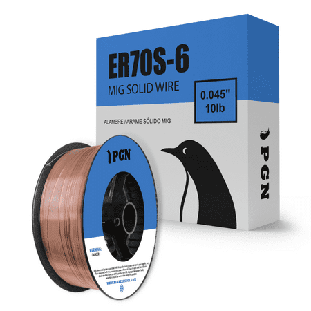 

PGN Solid MIG Welding Wire - ER70S-6 - 0.045 Inch - 11 Pound Spool - Mild Steel MIG Wire with Low Splatter and High Levels of Deoxidizers - For All Position Gas Welding