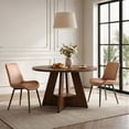 thumbnail image 3 of Hawsaiy 5 Piece Round Dining Table Set for 4, 47.3" Kitchen Dining Table with Storage Shelf & 4 PU Leather Dining Chairs, Modern Kitchen Table Set with Crossed Metal Legs, 3 of 11