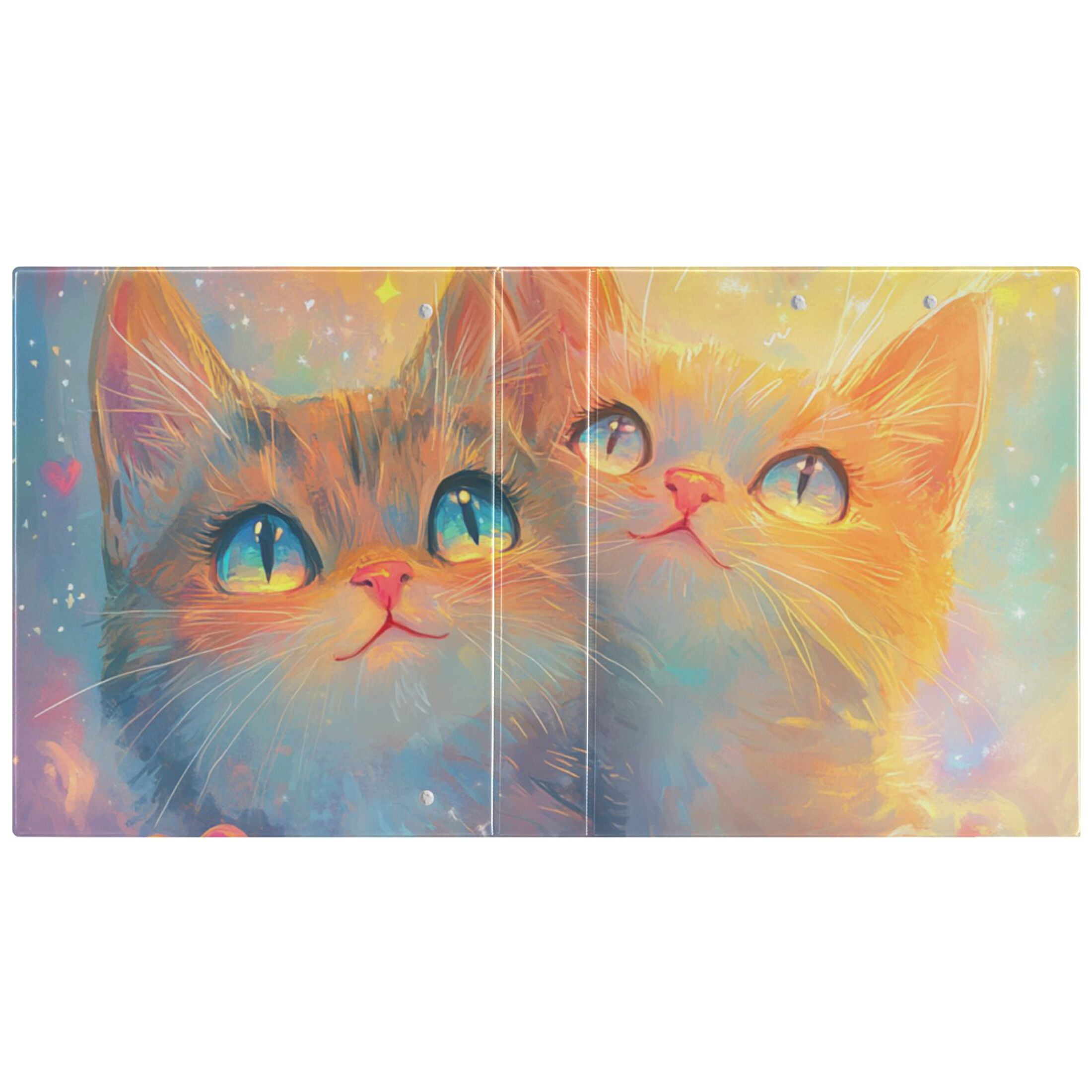 Cute Smiling Cats 3 Ring Binders 1.5 inch Hardcover File Folders with Interior Pockets A4 Size Organizer for School Office Hospital