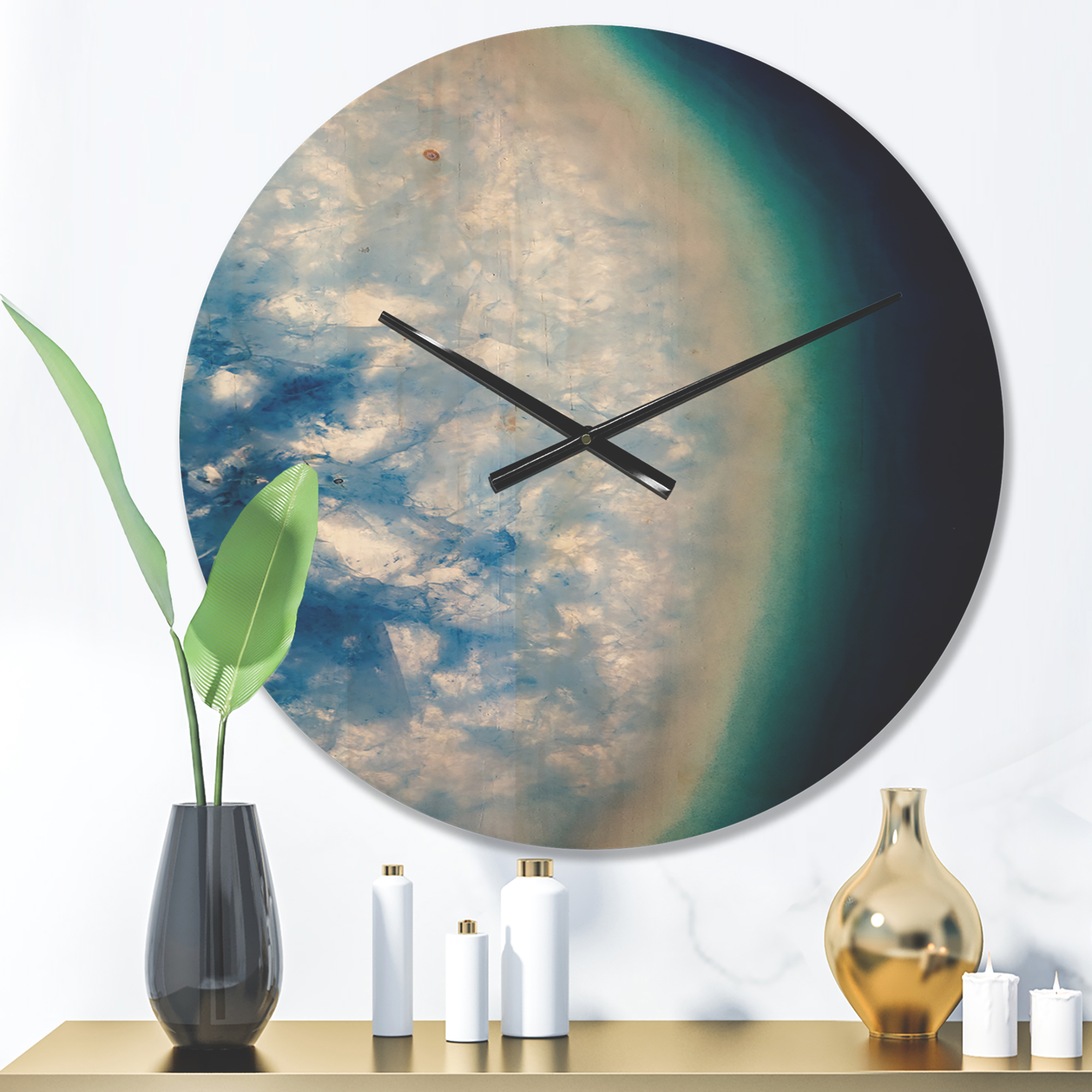 Designart 'Agate beautiful colorful texture slices' Modern Wood Wall Clock